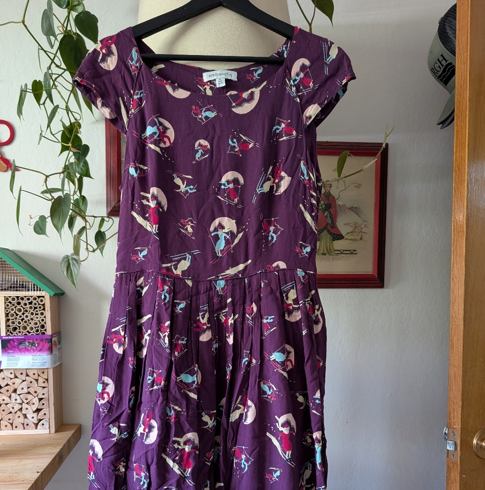 Emily And Fin Claudia Dress In Vintage Skiiers